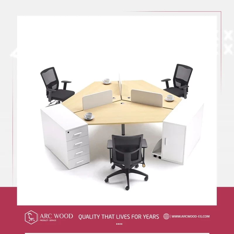 Work station, triple work cell, size per person: 60*120 cm image